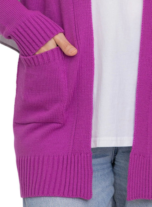 Mauve Basic Pocket Cardigan - Khotwh